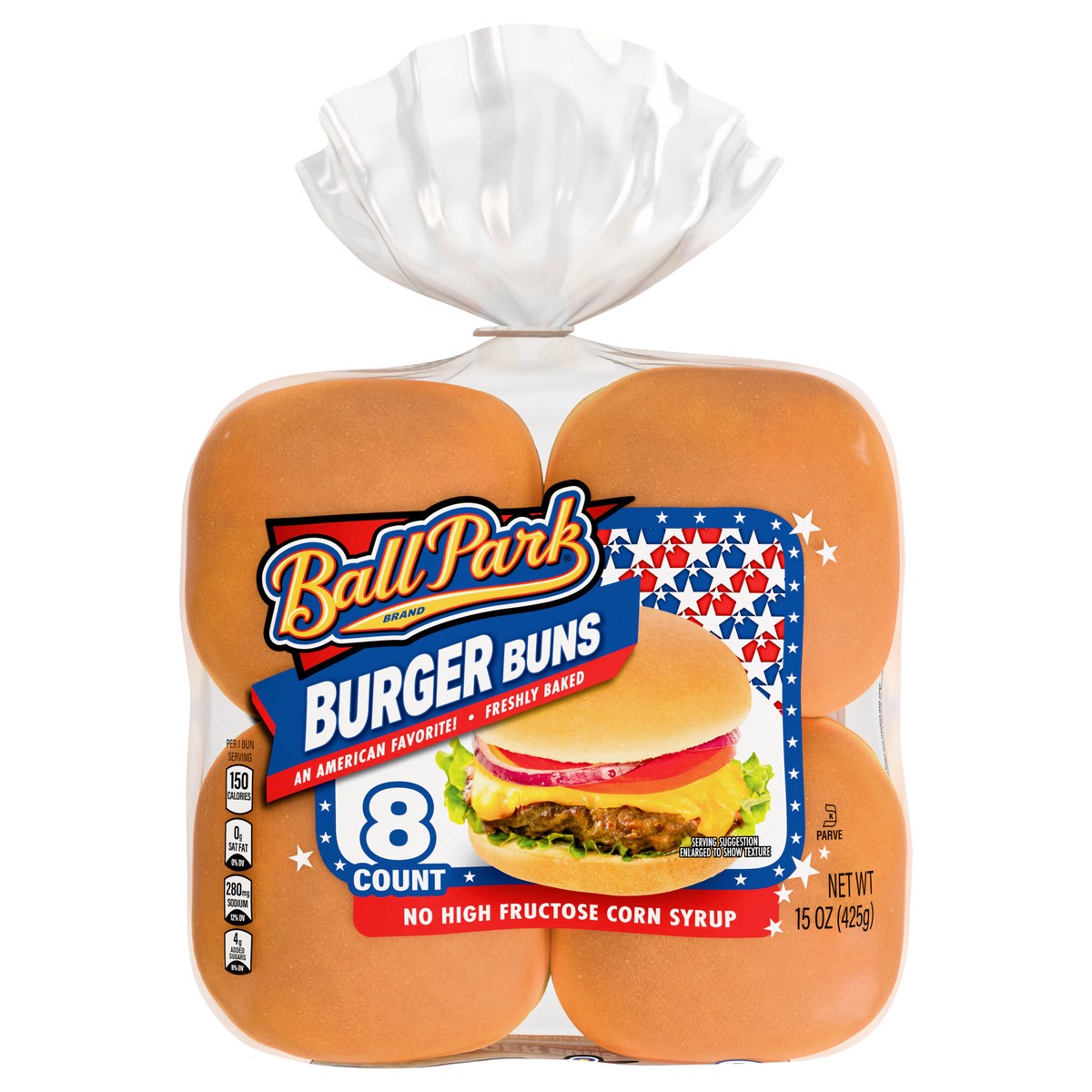 slide 1 of 5, Ball Park White Burger Buns, 8 count, 15 oz, 8 ct