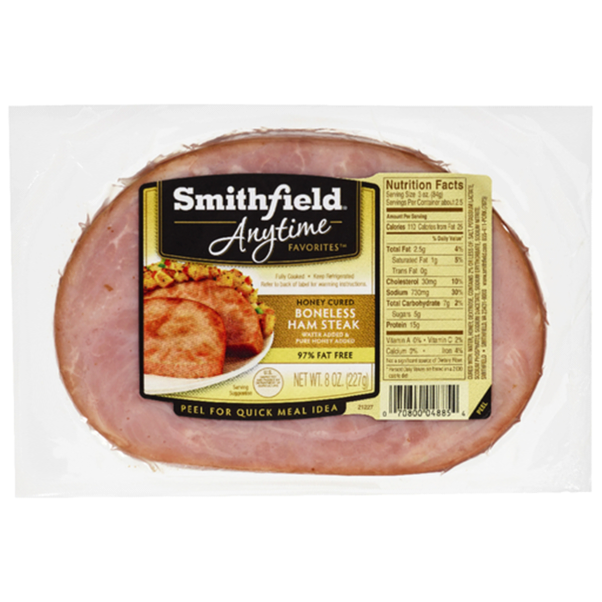 slide 1 of 1, Smithfield Honey Ham Steak, 8 oz