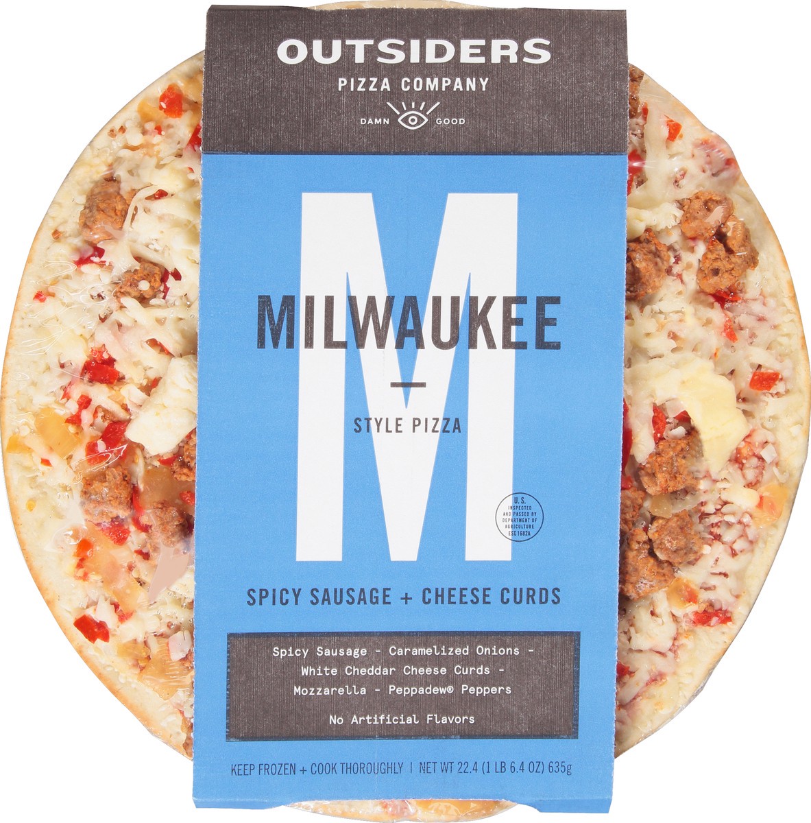 slide 5 of 6, Outsiders Pizza Company Milwaukee Sausage & Cheese Curds Frozen Pizza, 22.4 oz