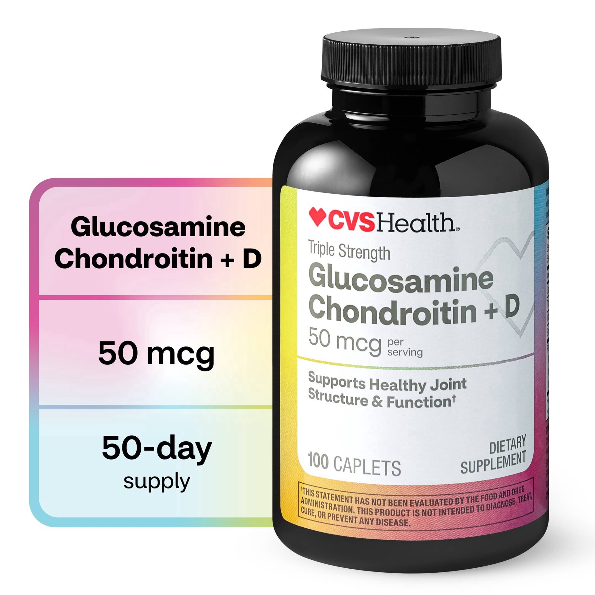 slide 1 of 1, CVS Health Glucosamine Chondroitin + D3 Caplets, 120 Ct, 1 ct