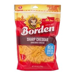 Borden Sharp Cheddar Regular Cut Shreds, 8oz