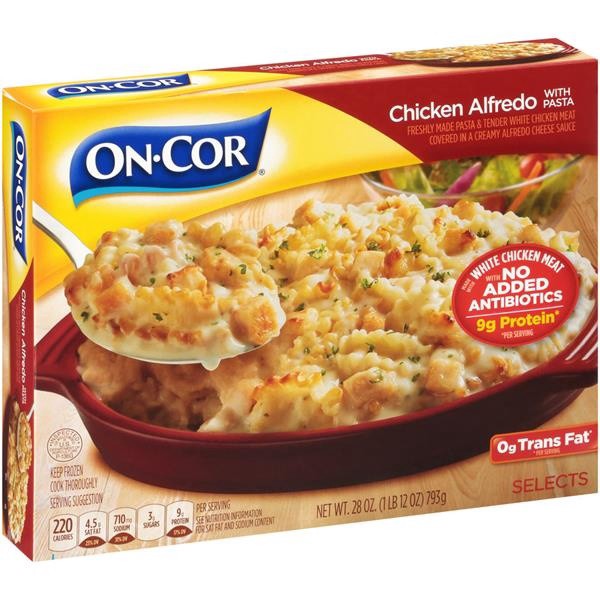 slide 1 of 1, On-Cor Chicken Alfredo With Pasta Frozen Meal, 28 oz