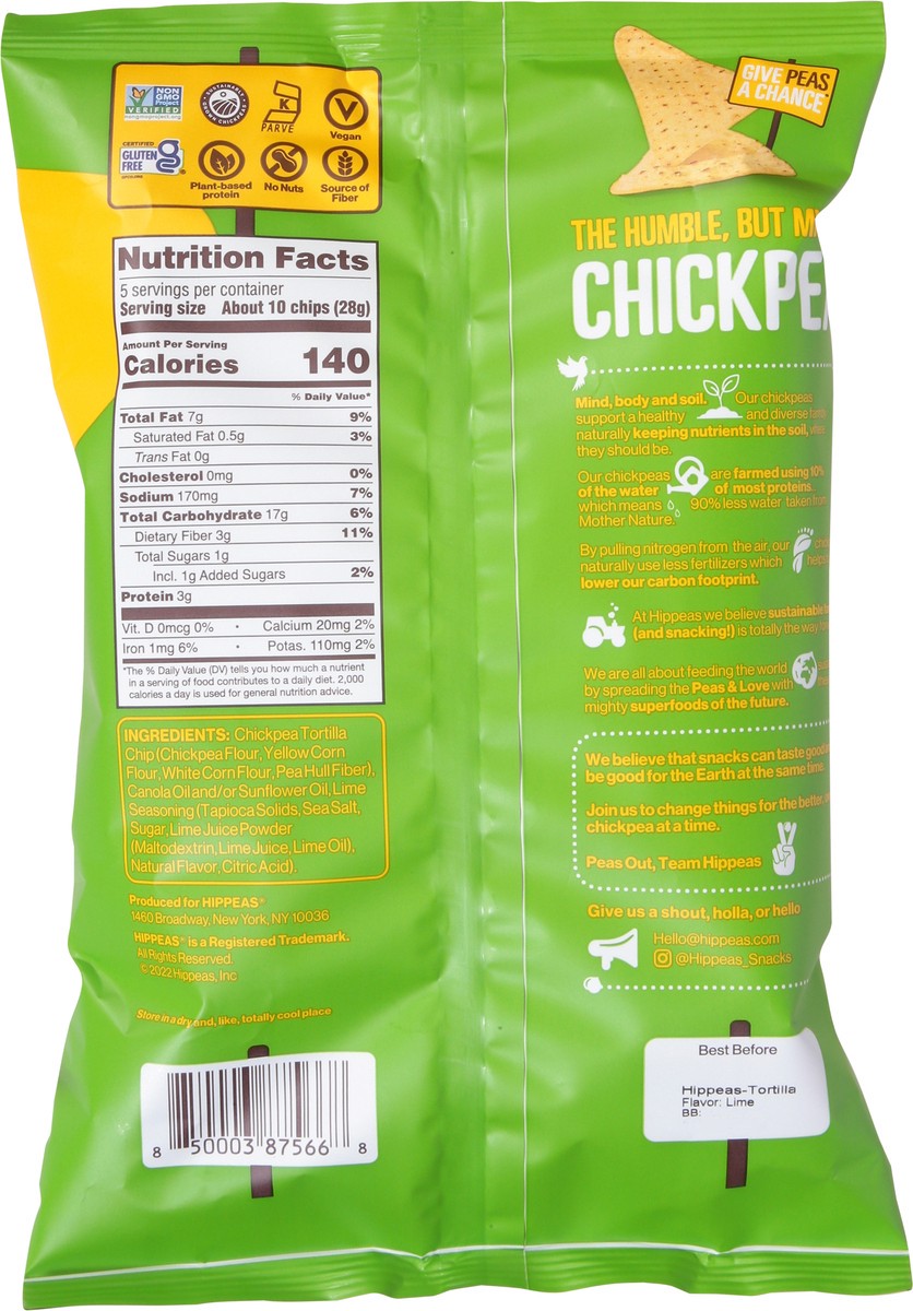 slide 5 of 9, HIPPEAS Sea Salt & Lime Flavored Chickpea Tortilla Chips 5 oz, 5 oz