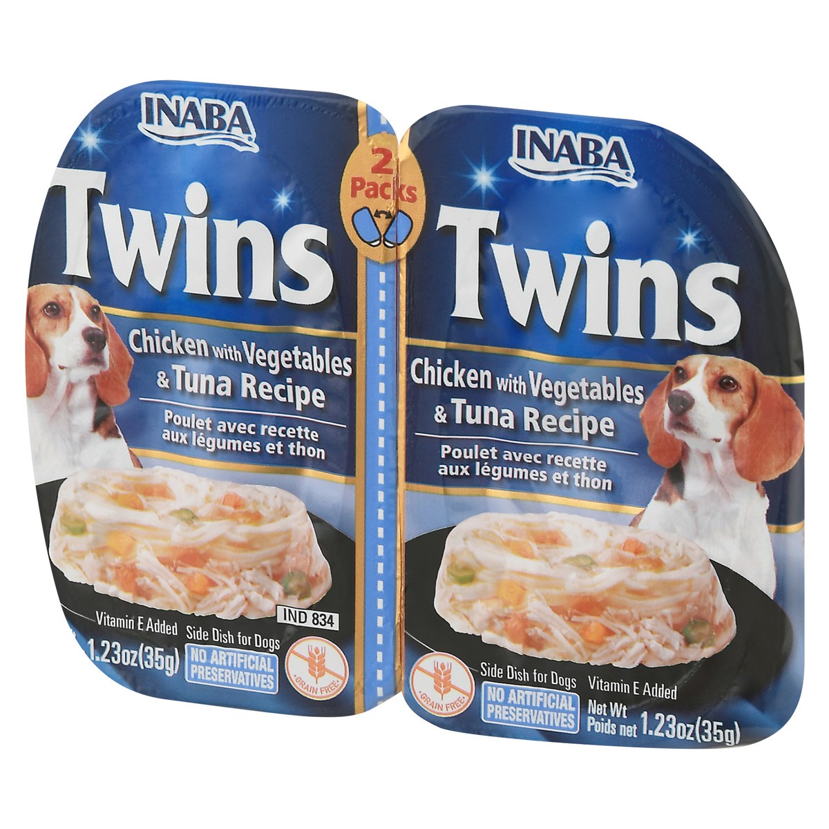 slide 2 of 11, Inaba Twins 2 Packs Chicken With Vegetables & Tuna Recipe Side Dish For Dogs 2 ea Pack, 2 ct
