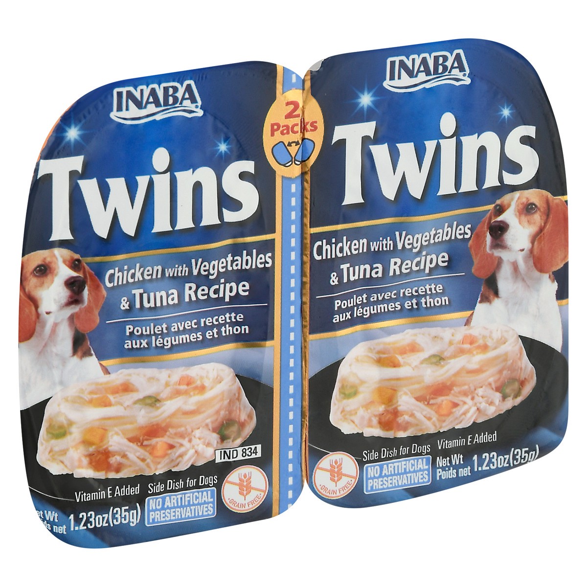 slide 11 of 11, Inaba Twins 2 Packs Chicken With Vegetables & Tuna Recipe Side Dish For Dogs 2 ea Pack, 2 ct