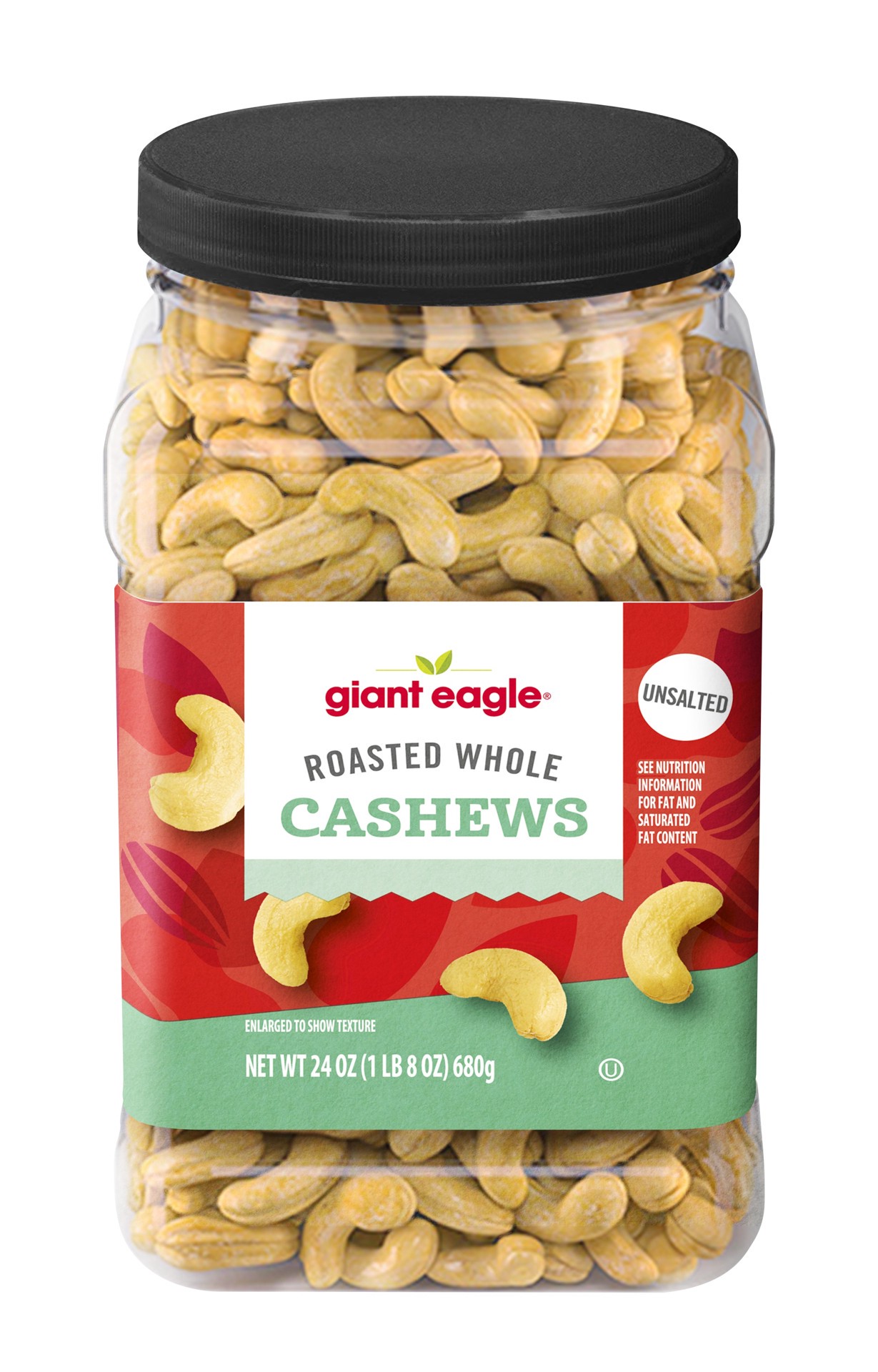 slide 1 of 1, Ge Rstd No Salt Whole Cashews, 24 oz