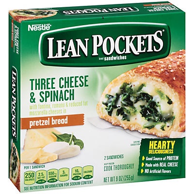 slide 1 of 1, Lean Pockets Pretzel Bread Three Cheese and Spinach with Pretzel Bread Sandwiches, 9 oz