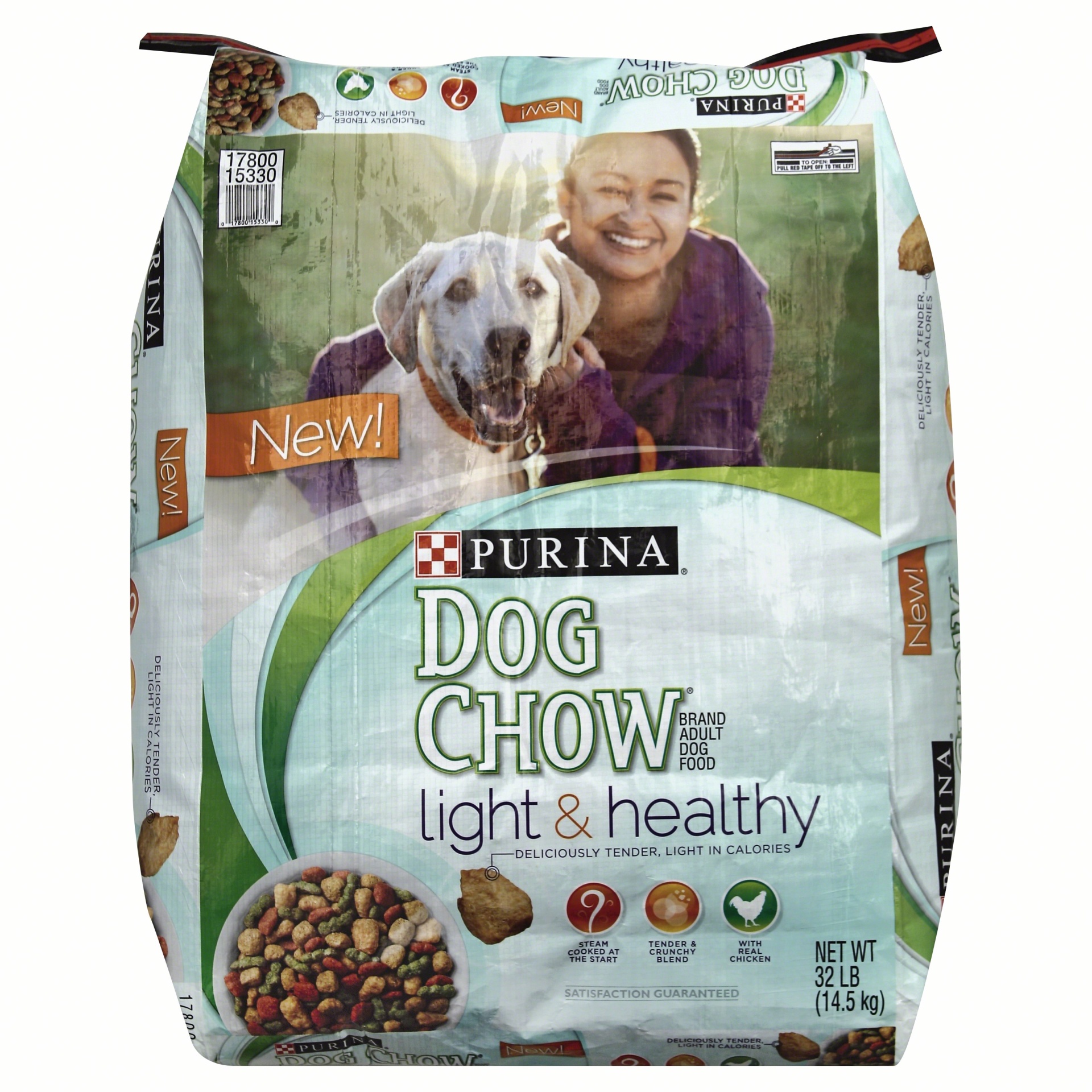 slide 1 of 1, Purina Dog Chow Dry Dog Food, Light & Healthy Adult, with Chicken, 32 lb