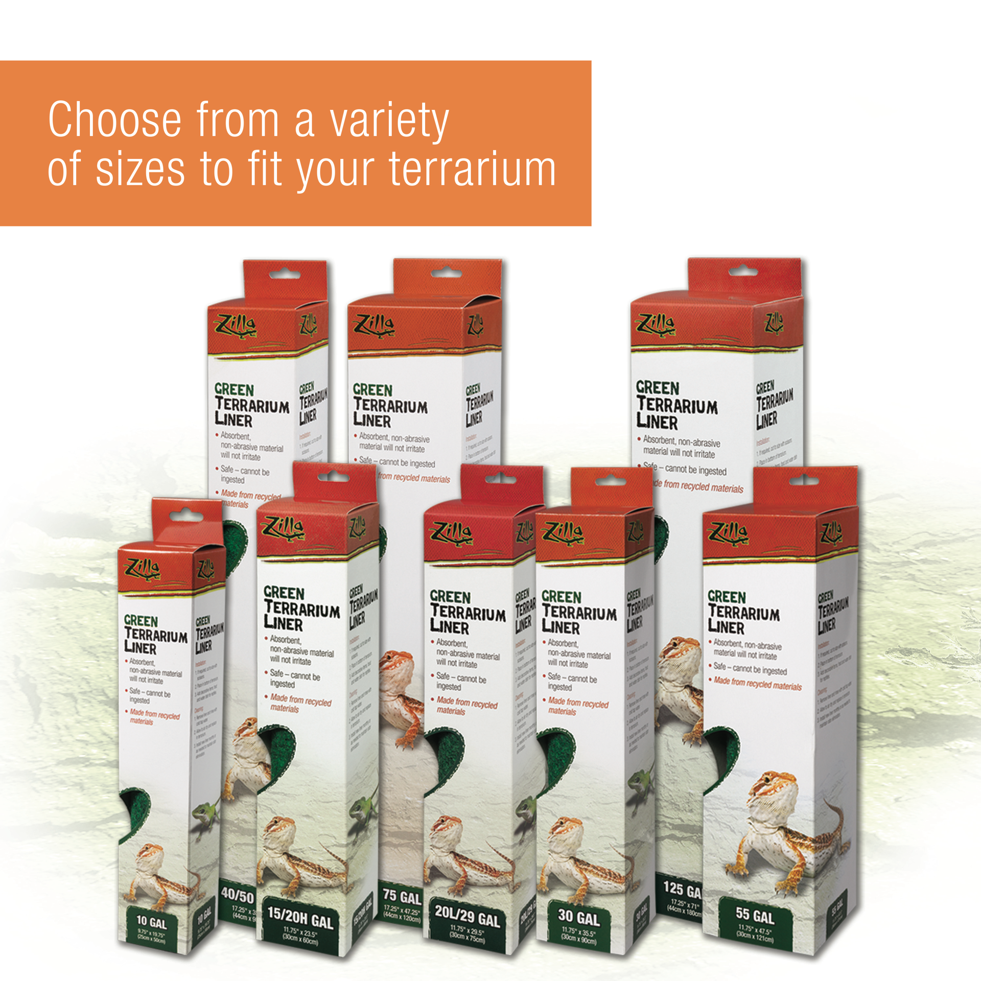 slide 4 of 10, Zilla Reptile Terrarium Liners Green 15/20H/30X Gallon, 1 ct