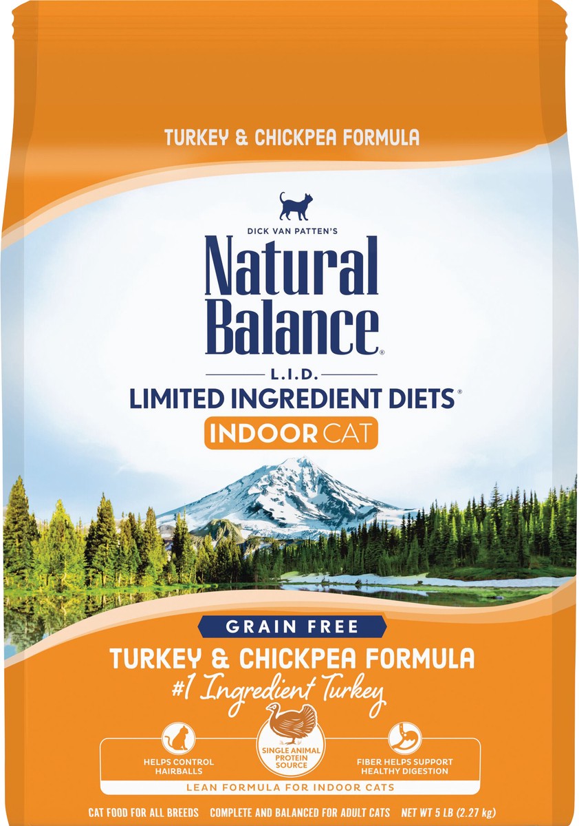 slide 1 of 5, Natural Balance L.I.D. Limited Ingredients Diets Indoor Grain Free Turkey & Chickpea Formula Cat Food 5 lb, 5 lb