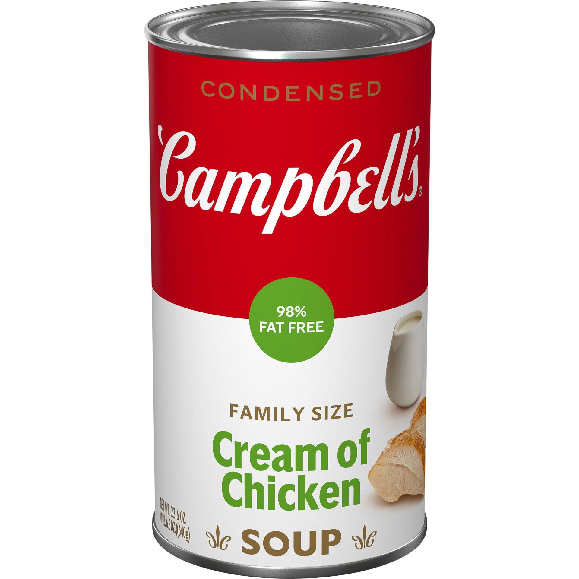 slide 1 of 5, Campbell's Condensed 98% Fat Free Cream of Chicken Soup, 22.6 oz Family Size Can, 22.6 oz