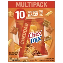 Chex Mix Cheddar Snack Mix, Single Serve Snack Bags, Multipack, 10 Ct, 17.5 oz