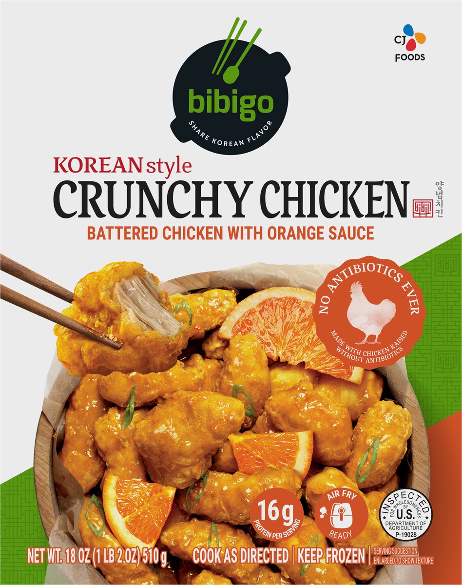 slide 3 of 11, Bibigo Korean Chicken Crunchy With Orange Sauce, 18 oz