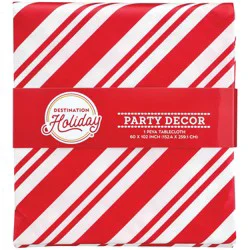 Destination Holiday PEVA Christmas Table Cover - Candy Cane Stripes
