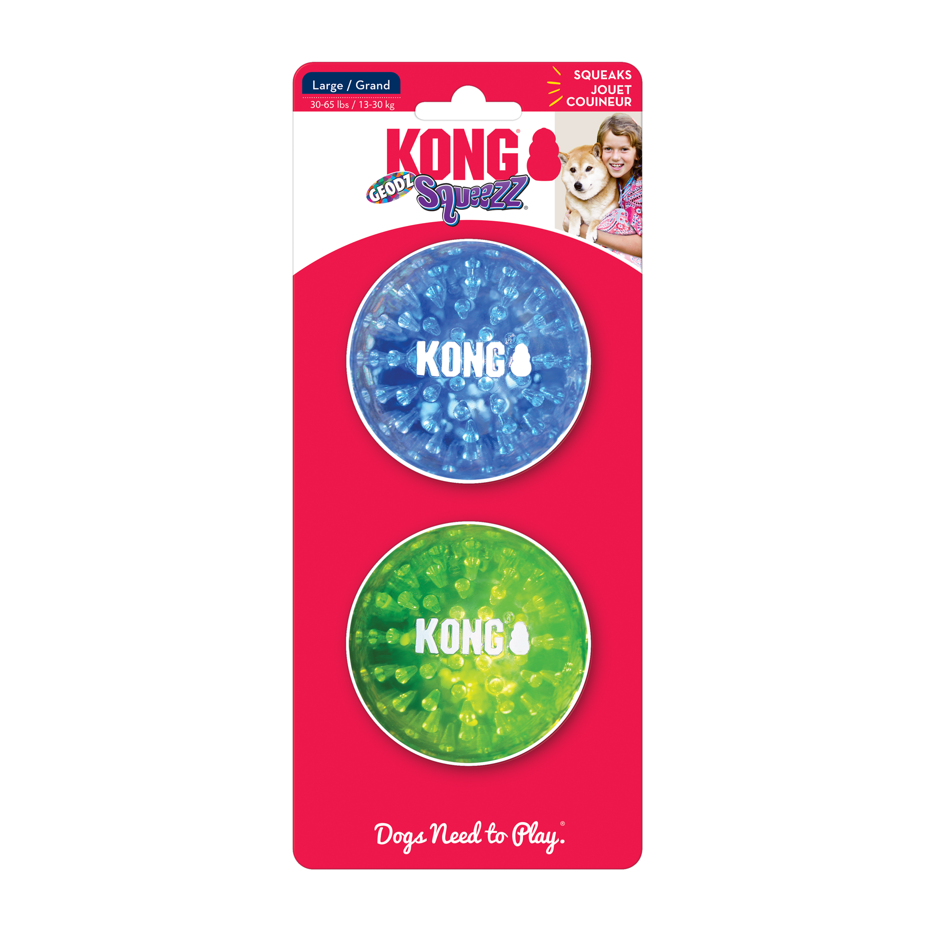 slide 2 of 4, KONG Squeezz Geodz 2-pk Assorted Lg, 1 ct