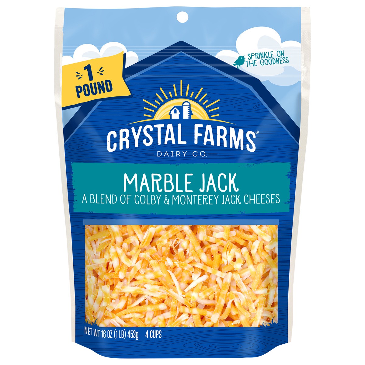 slide 1 of 6, Crystal Farms Cheese, Marble Jack, 16 oz