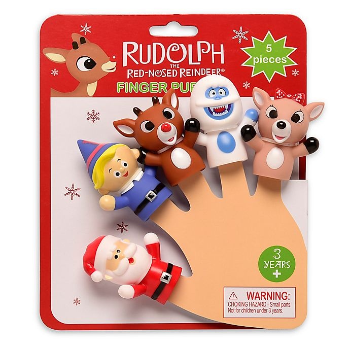 slide 1 of 2, Pearhead Rudolph The Red-Nosed Reindeer Finger Puppets Set, 5 ct