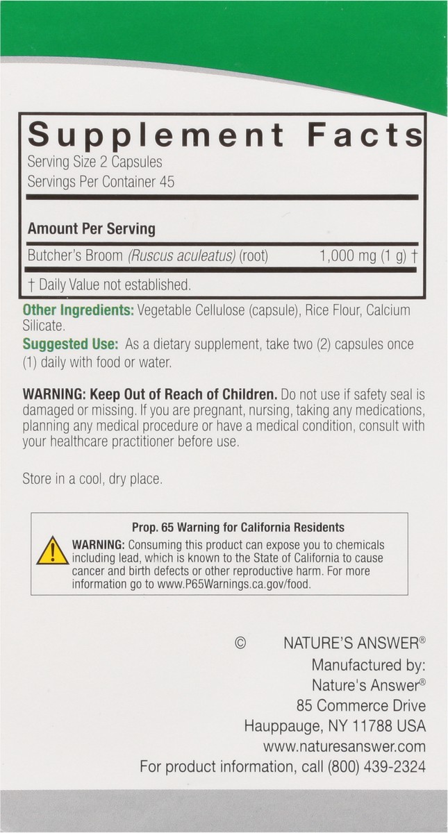 slide 5 of 14, Nature's Answer Butchers Broom Root 90VCap, 90 ct