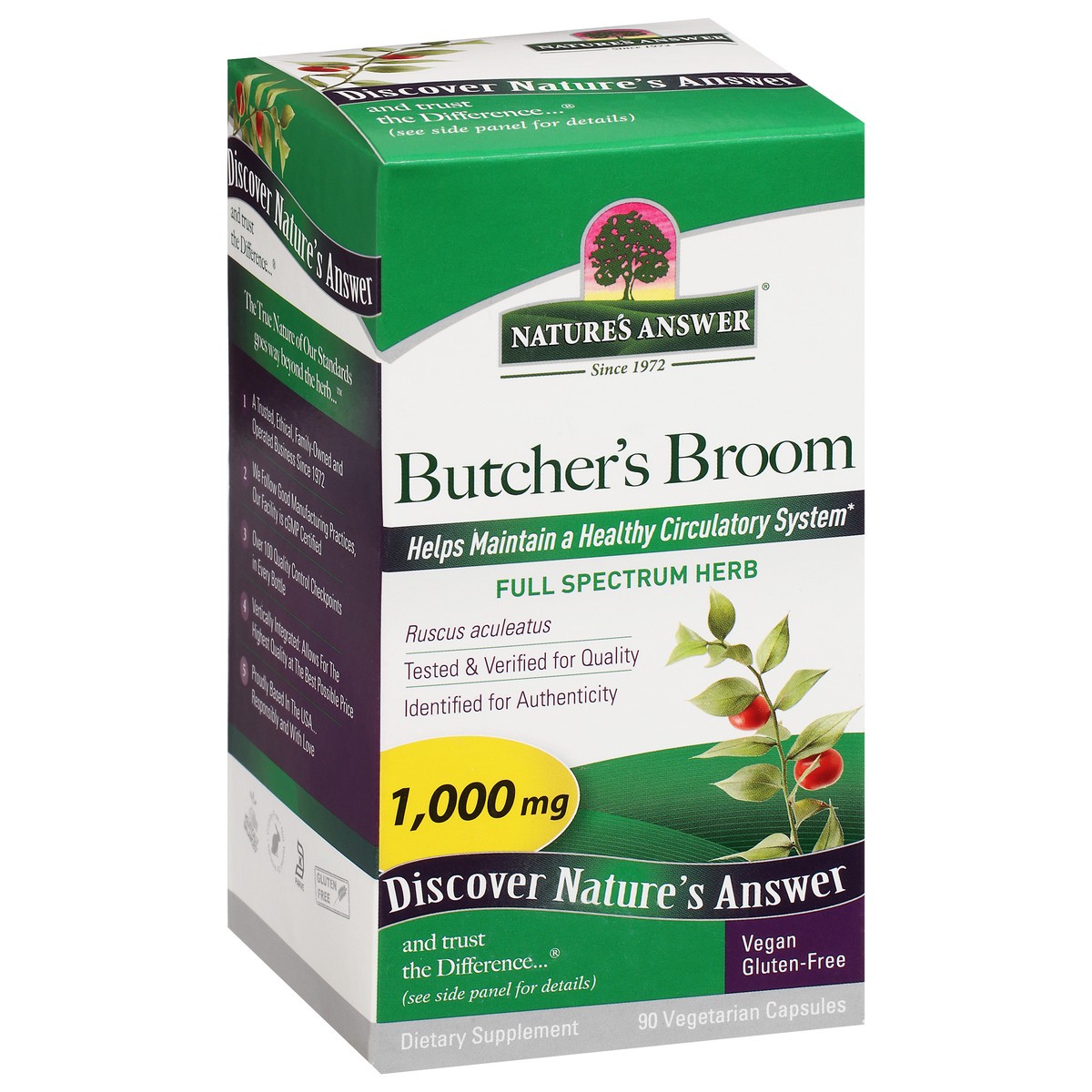 slide 13 of 14, Nature's Answer Butchers Broom Root 90VCap, 90 ct