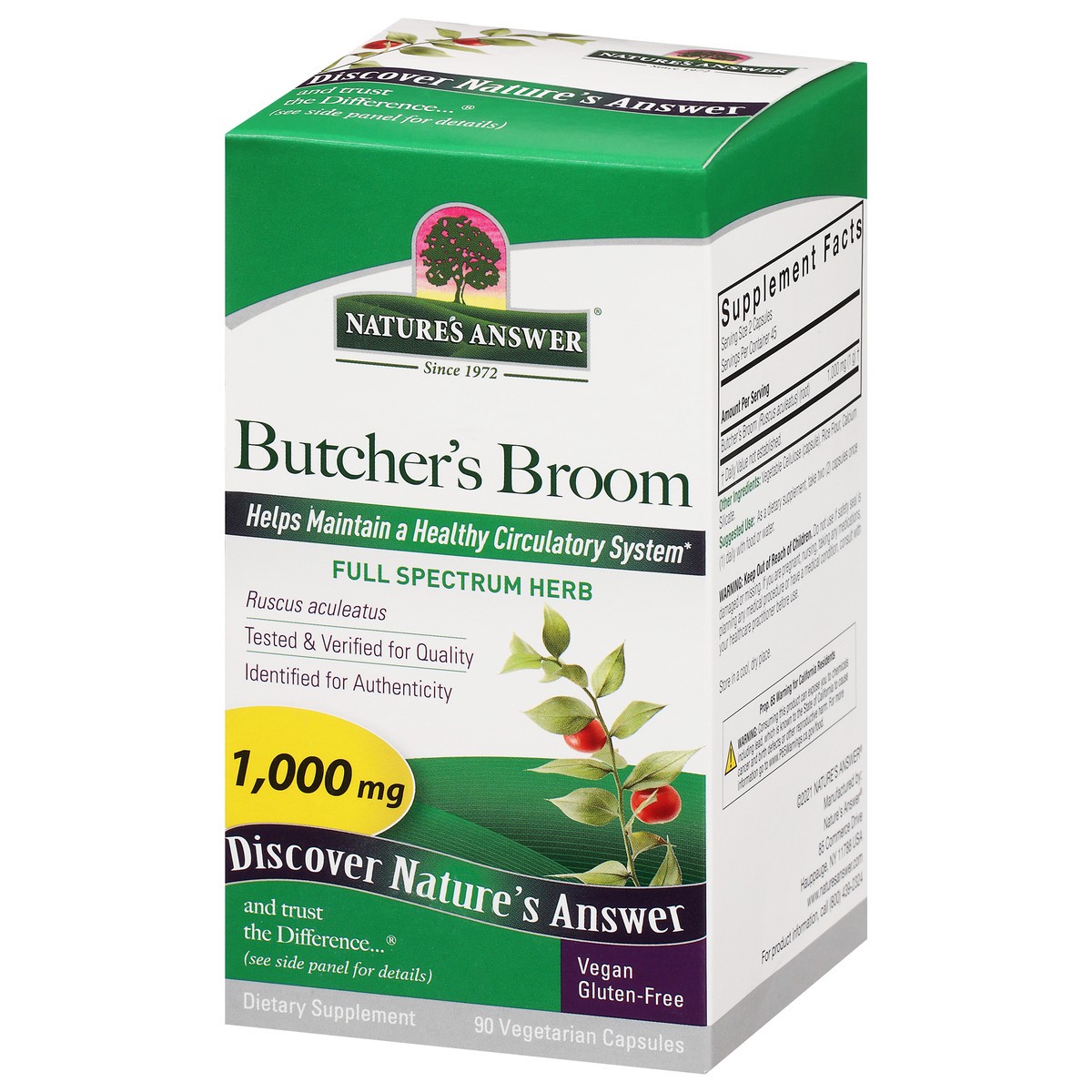 slide 8 of 14, Nature's Answer Butchers Broom Root 90VCap, 90 ct