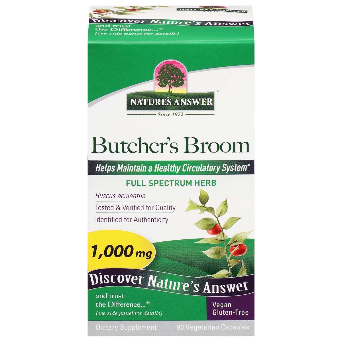 slide 6 of 14, Nature's Answer Butchers Broom Root 90VCap, 90 ct