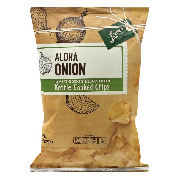 slide 1 of 1, Lowes Foods Aloha Onion Maui Onion Kettled Cooked Chips, 8 oz