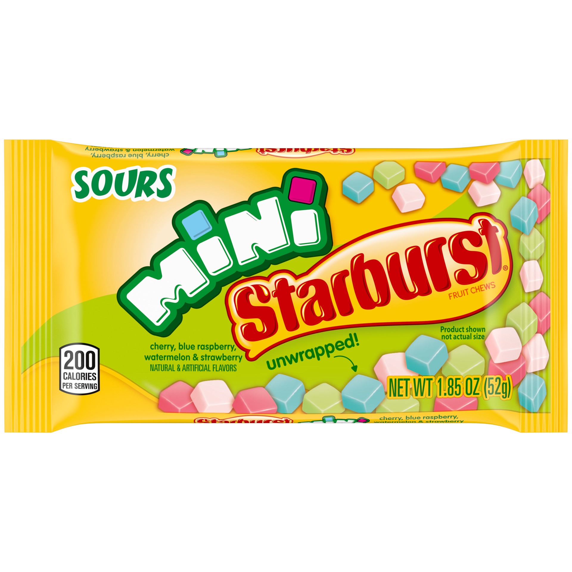 slide 1 of 4, STARBURST Minis Size Sour Candy Fruit Chews, Full Size, 1.85 oz Bag, 1.85 oz