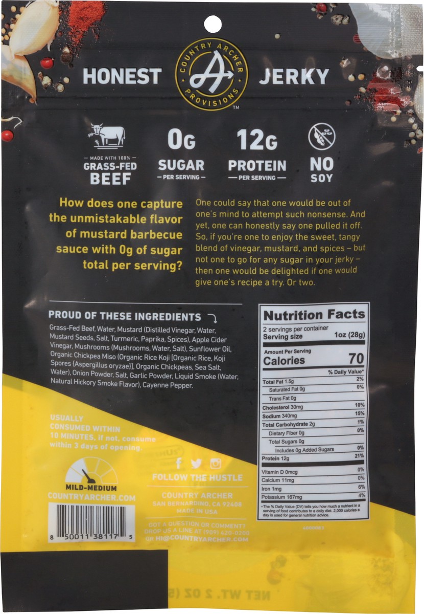 slide 8 of 13, Country Archer Zero Sugar Mustard Bbq Beef Jerky, 1 ct