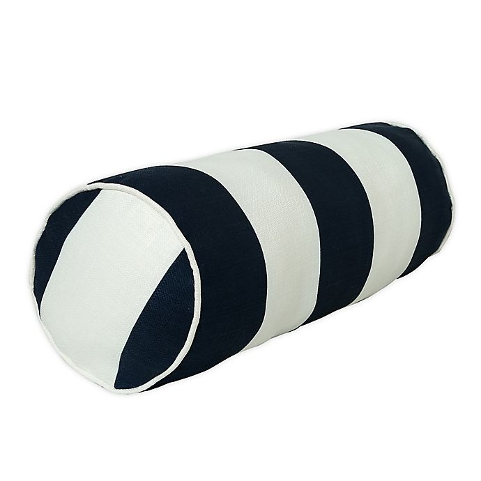 slide 1 of 2, One Kings Lane Open House Cabana Stripe Indoor/Outdoor Bolster Throw Pillow - Navy, 1 ct