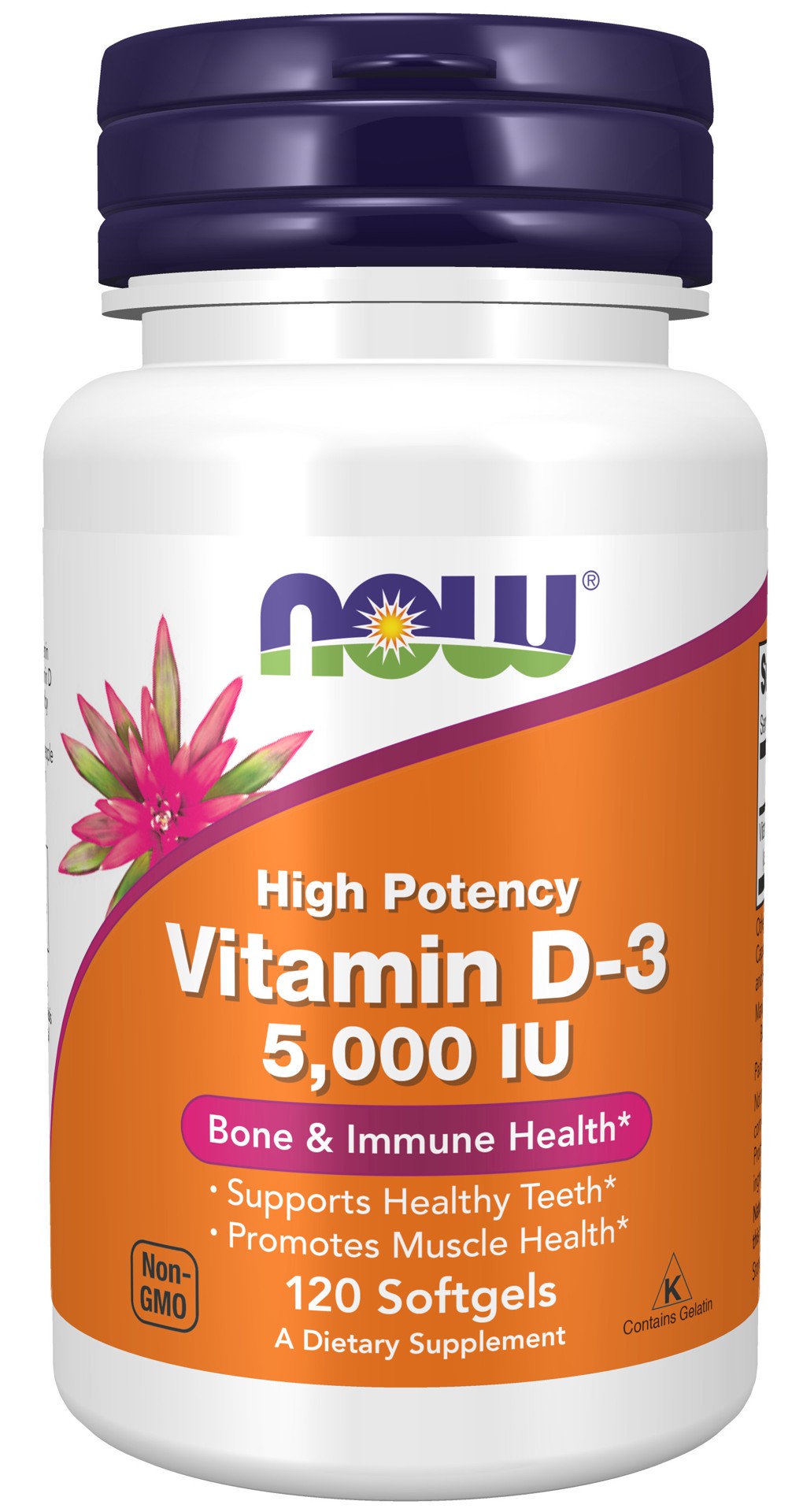 slide 1 of 2, NOW Vitamin D-3 5000 IU - 120 Softgels, 120 ct