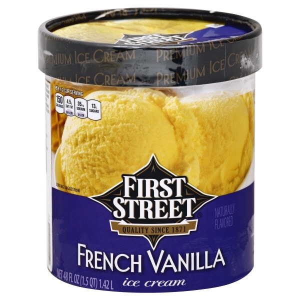 slide 1 of 1, First Street French Vanilla Ice Cream, 48 oz