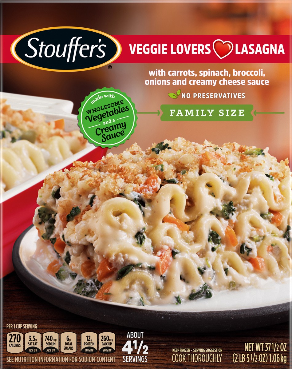 slide 14 of 14, Stouffer's Family Size Veggie Lovers Lasagna 37.5 oz, 37.5 oz