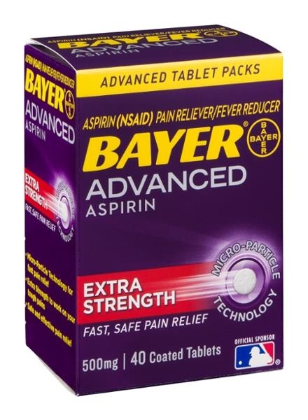 slide 1 of 1, Bayer Advanced Aspirin Extra Strength Coated Tablets, 40 ct