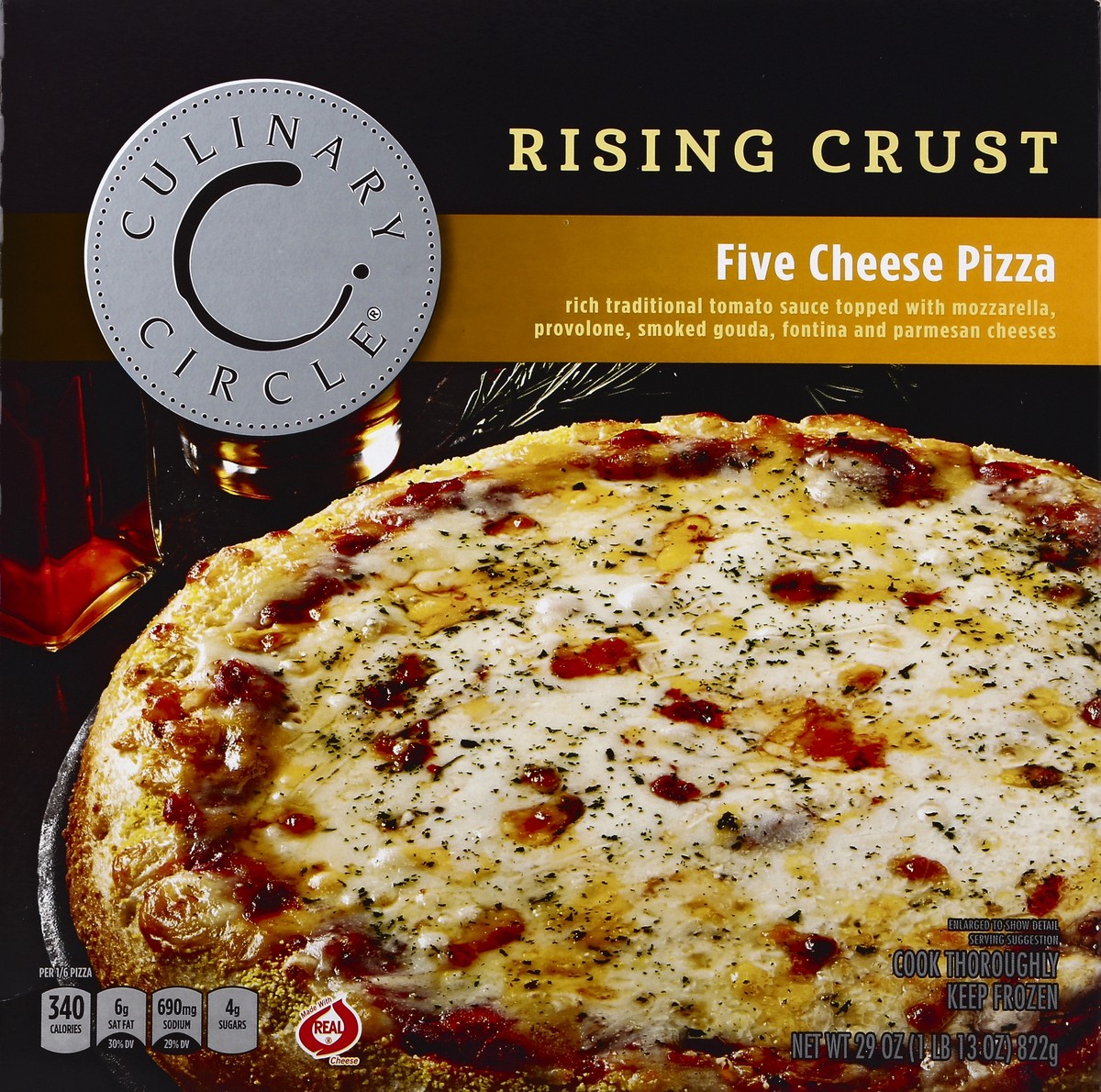 slide 1 of 6, Culinary Circle Rising Crust Five Cheese Pizza, 29 oz