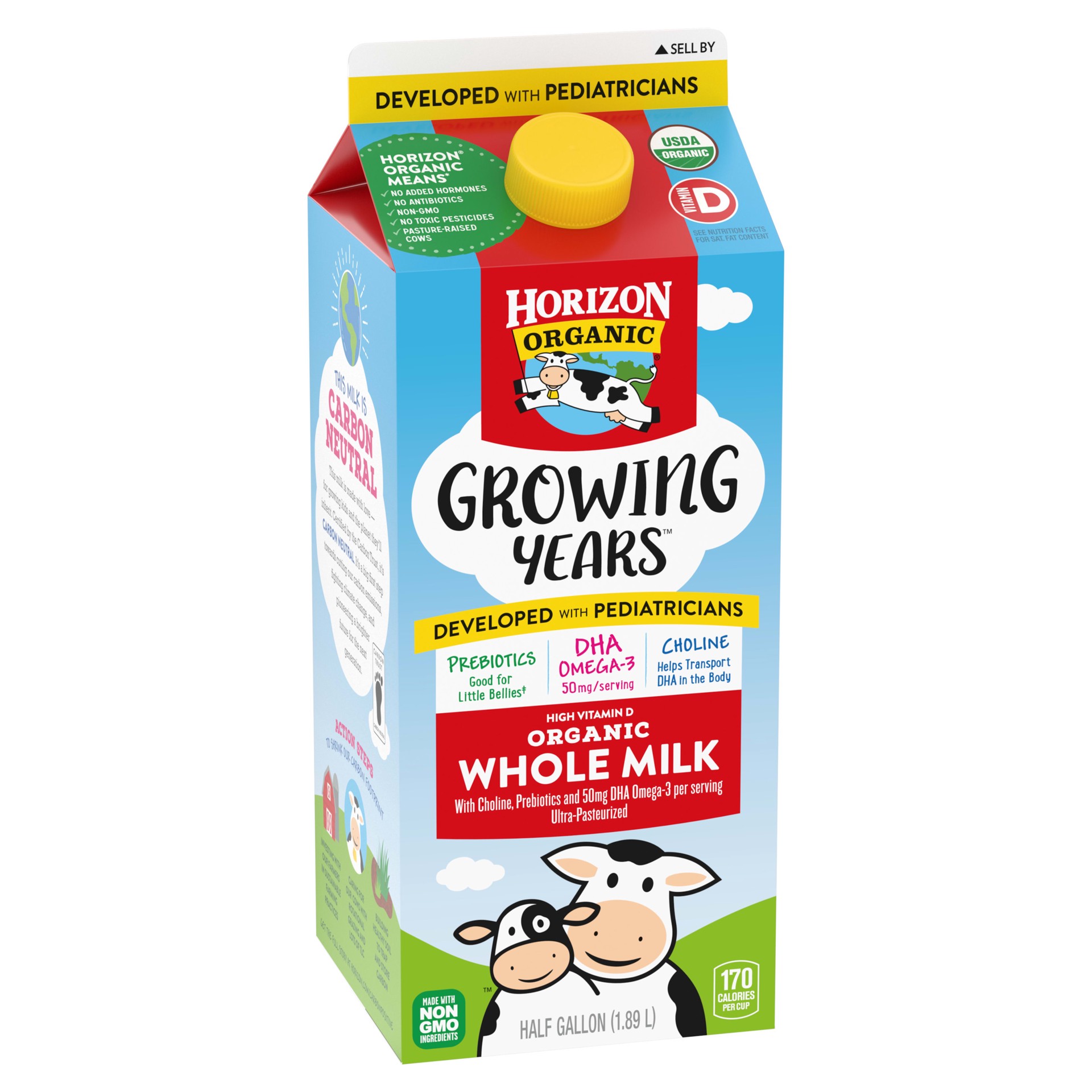 Horizon Organic Growing Years Whole DHA Omega3 Milk, Half Gallon 64 fl