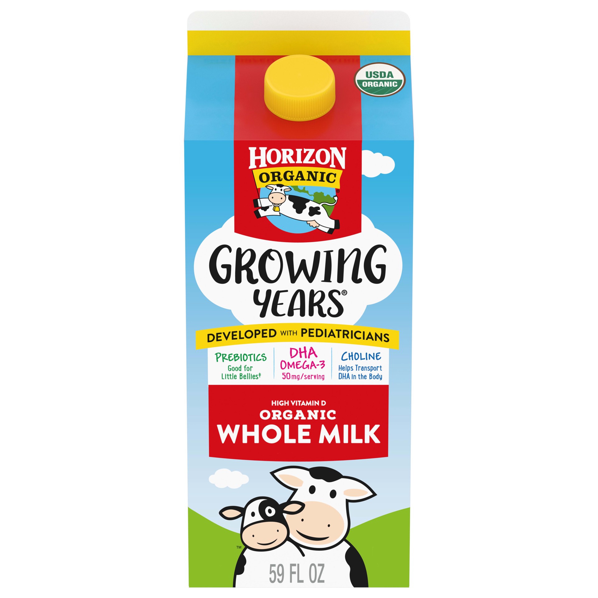 slide 1 of 5, Horizon Organic Growing Years Whole Milk with DHA Omega-3, 59 oz., 64 fl oz