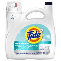 Tide Free and Gentle Odor Refresh Laundry Detergent Liquid, 83 Count, 117 fl oz, Hypoallergenic Laundry Detergent