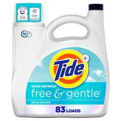 Tide Free and Gentle Odor Refresh Laundry Detergent Liquid, 83 Count, 117 fl oz, Hypoallergenic Laundry Detergent