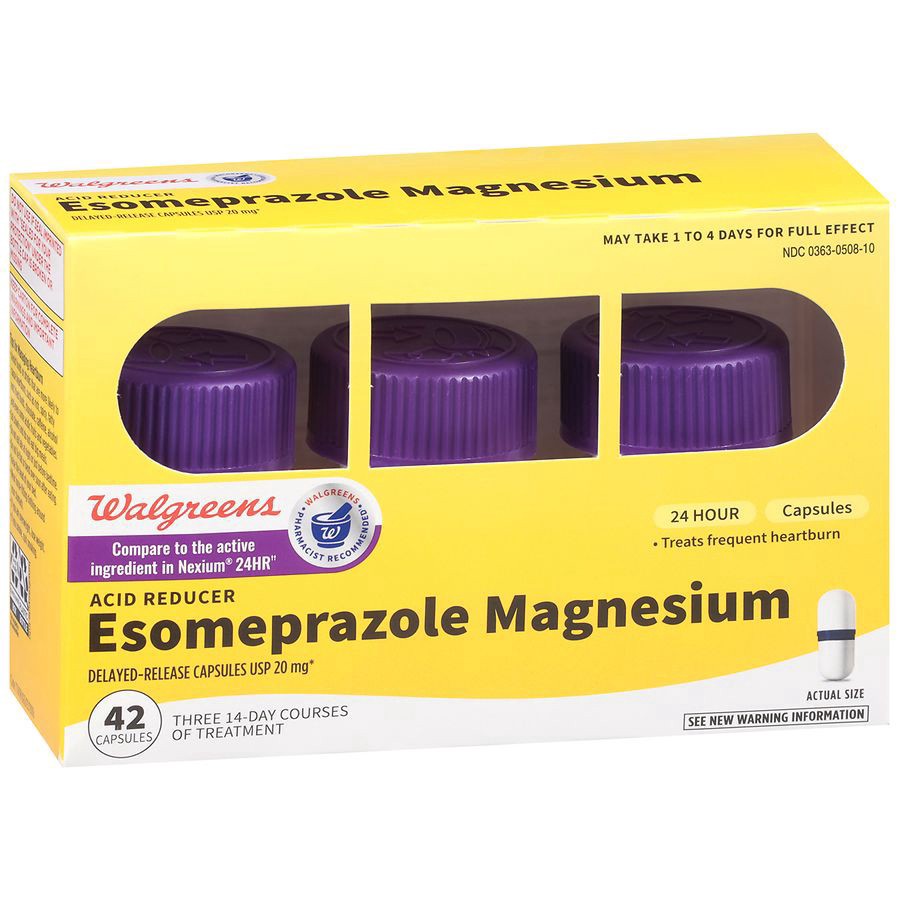 slide 3 of 5, Walgreens Esomeprazole Magnesium Acid Reducer Capsules 20Mg, 42 ct