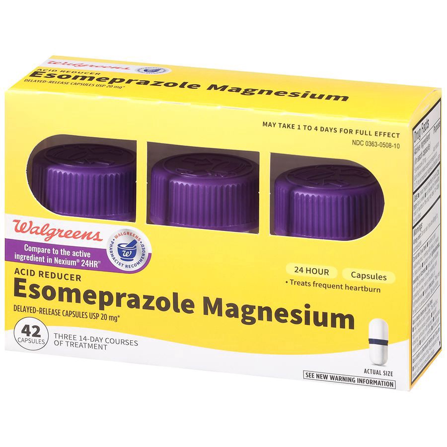 slide 4 of 5, Walgreens Esomeprazole Magnesium Acid Reducer Capsules 20Mg, 42 ct