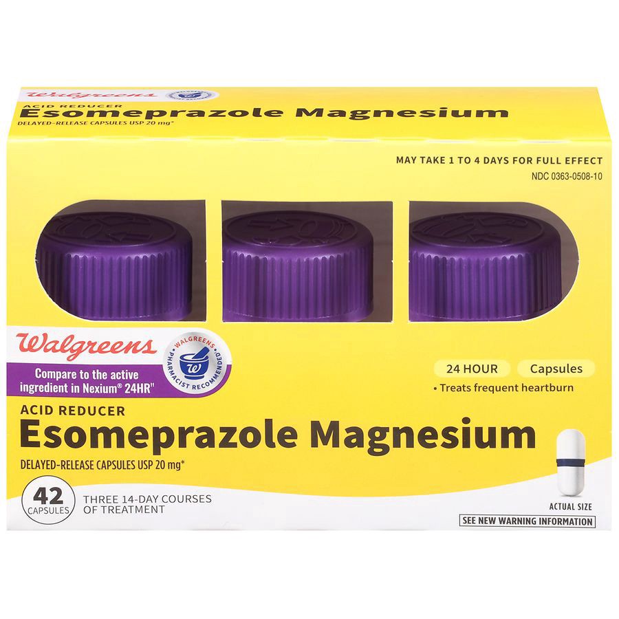 slide 1 of 5, Walgreens Esomeprazole Magnesium Acid Reducer Capsules 20Mg, 42 ct