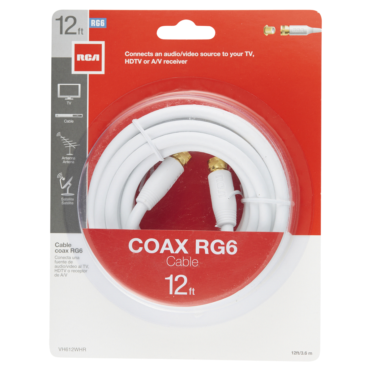 slide 1 of 5, White RG6 Coax Cable, 12 ft