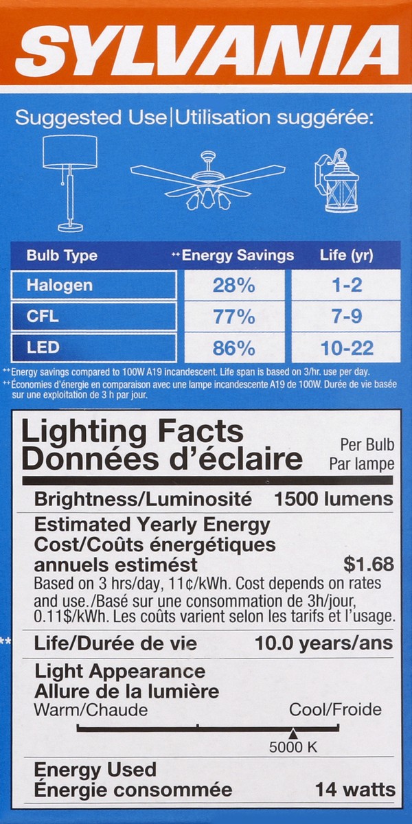 slide 2 of 5, Sylvania Light Bulbs 4 ea, 4 ct