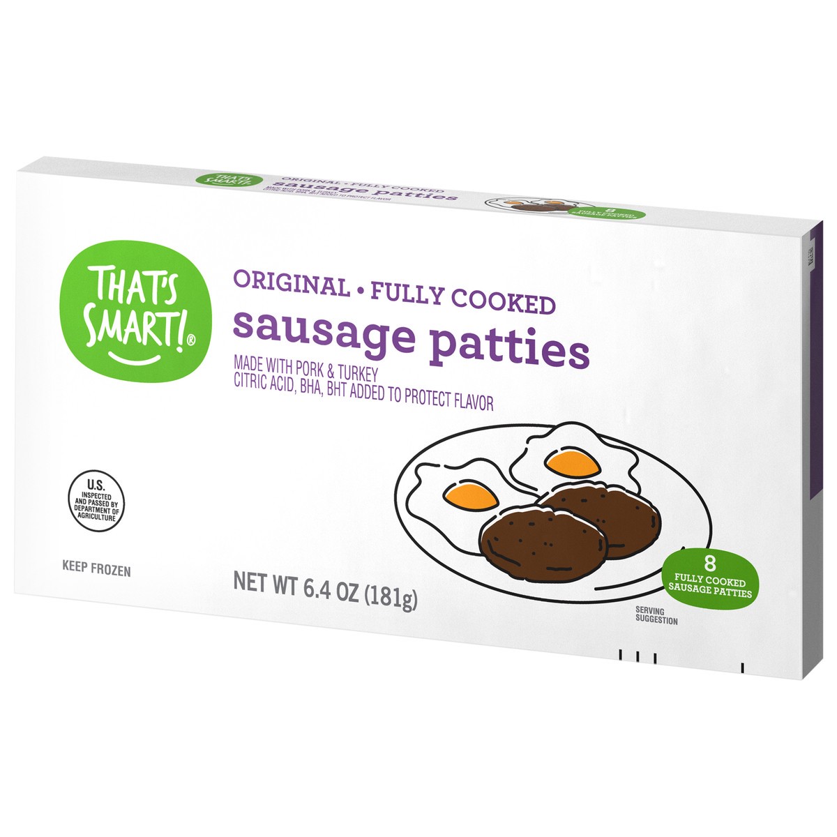 slide 13 of 14, That's Smart! Fully Cooked Original Sausage Patties 6.4 oz, 6.4 oz