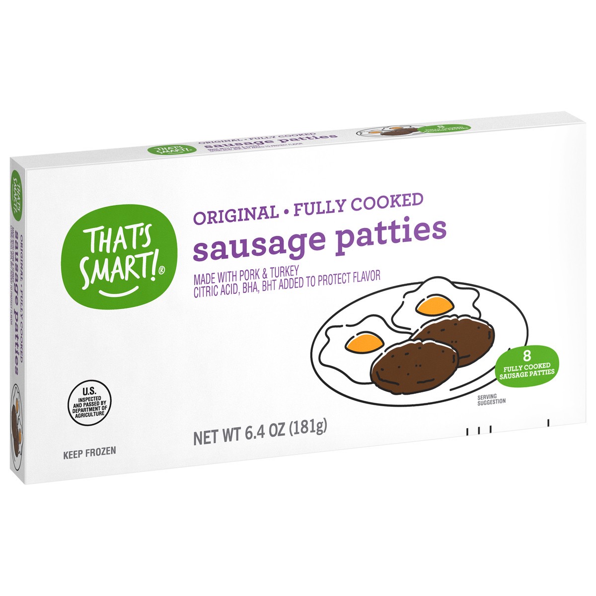 slide 9 of 14, That's Smart! Fully Cooked Original Sausage Patties 6.4 oz, 6.4 oz