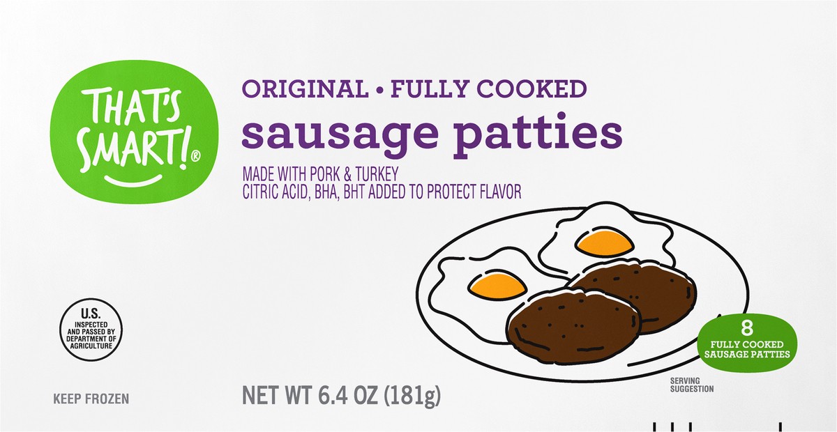 slide 11 of 14, That's Smart! Fully Cooked Original Sausage Patties 6.4 oz, 6.4 oz