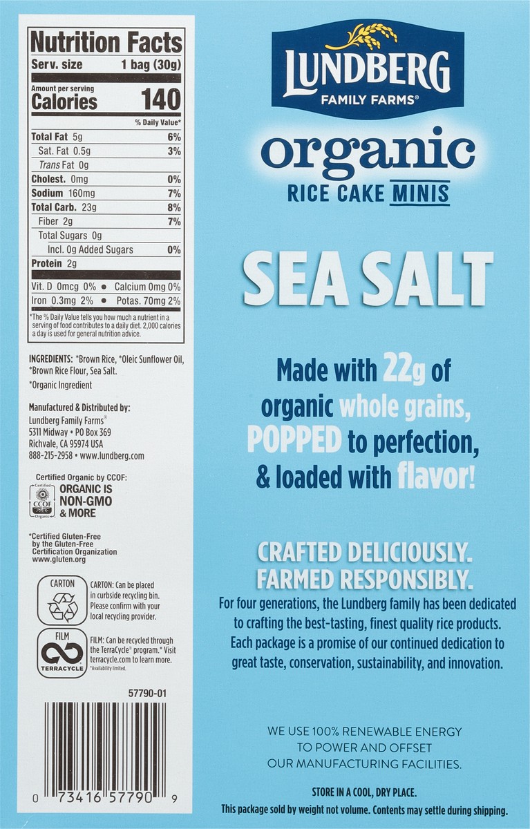 slide 8 of 13, Lundberg Family Farms Organic Sea Salt Rice Cake Minis 6 - 1 oz Bags, 6 ct