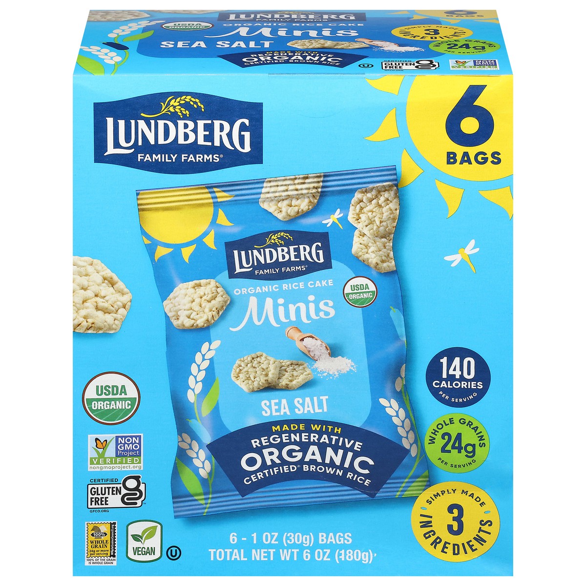 slide 1 of 13, Lundberg Family Farms Organic Sea Salt Rice Cake Minis 6 - 1 oz Bags, 6 ct