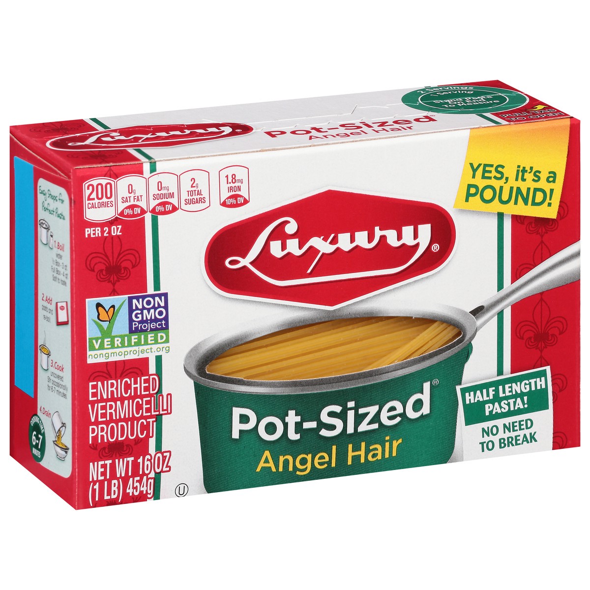 slide 4 of 9, Luxury Pot-Sized Angel Hair Pasta 16 oz, 16 oz