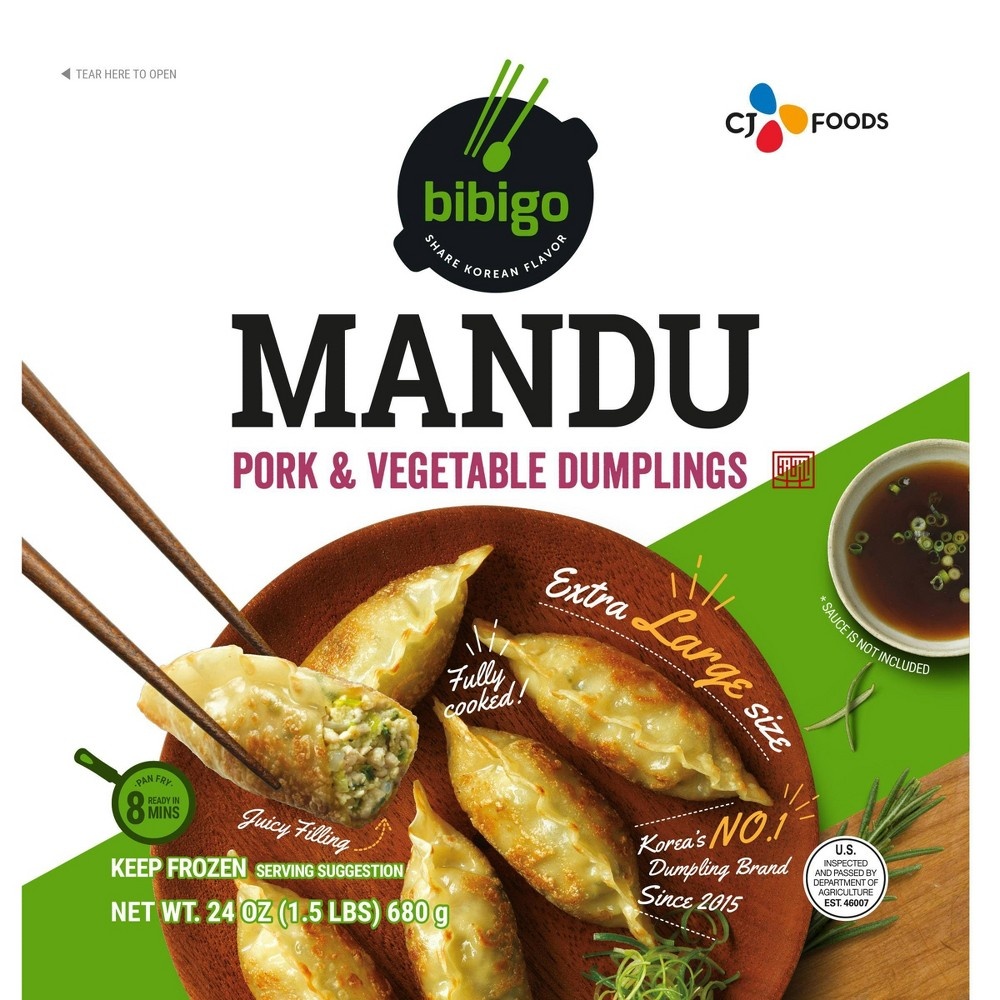 slide 2 of 4, Bibigo Frozen Mandu Pork &#38; Vegetable Dumplings, 24 oz